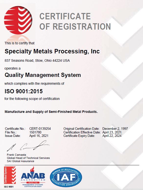 Literature Specialty Metals Processing